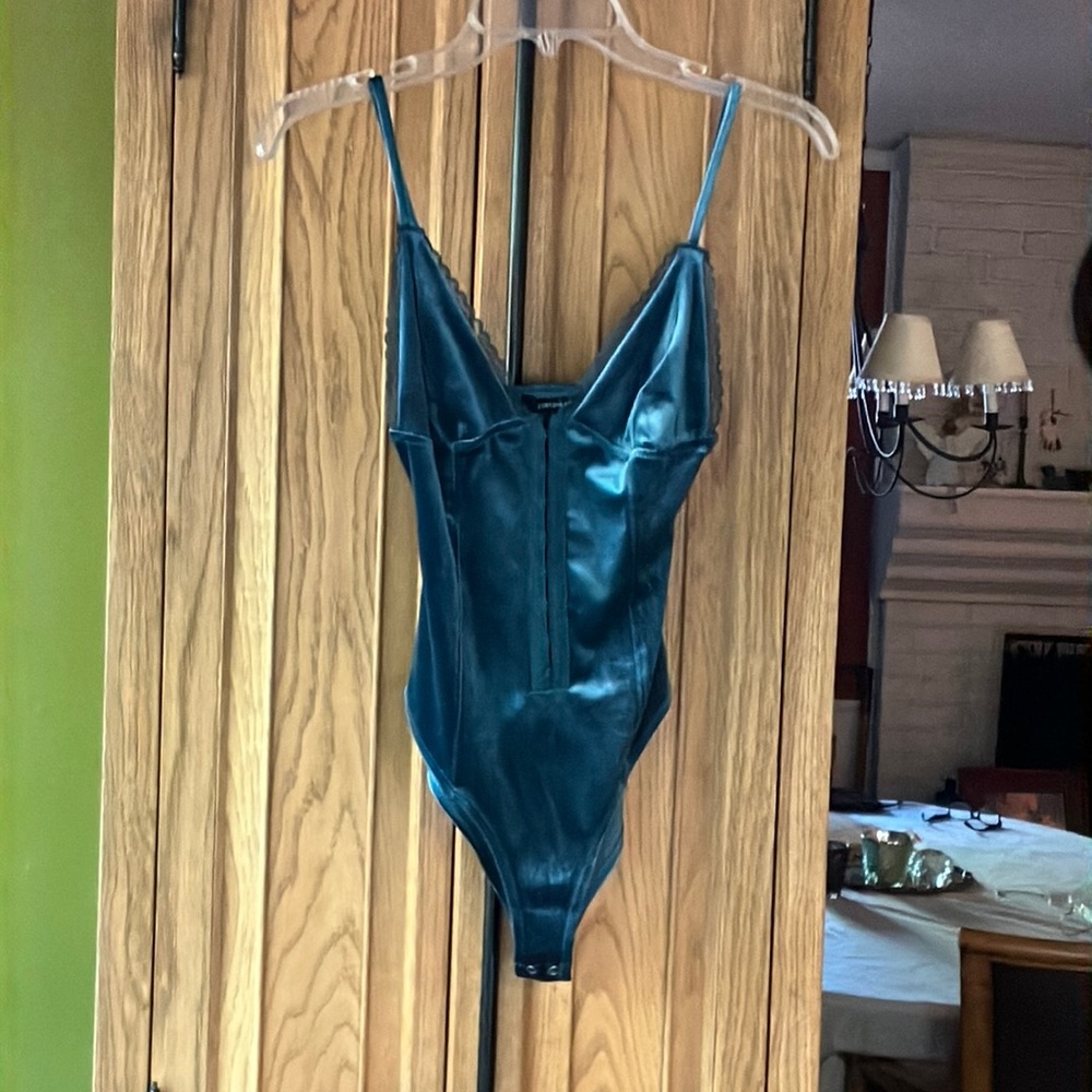 Dark teal velvet bodysuit